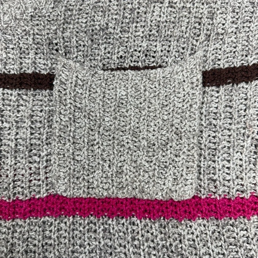 Free‎ People Striped Slouchy Knit Sweater Oversized Cotton Boho Y2K Gray Pink S
